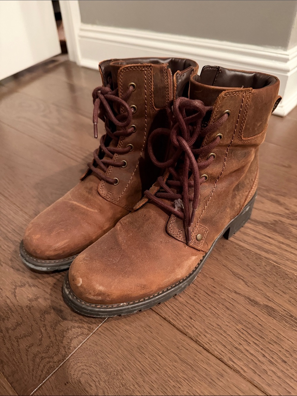 Clarks Brown Lace-Up Leather Boots